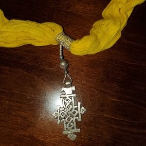 Authentic yellow Ethiopian scarf with cross